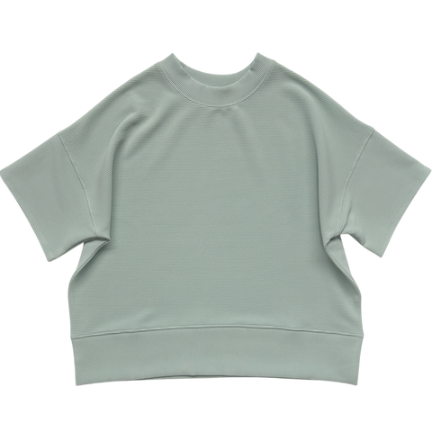 Boxy Ribbed Top - Dusty Green