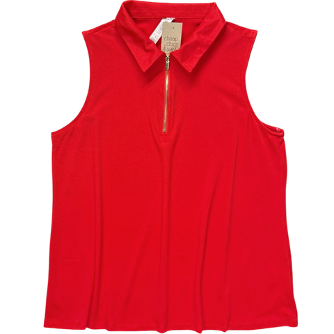 Sun-Cool Sporty Zip Tank - Ruby