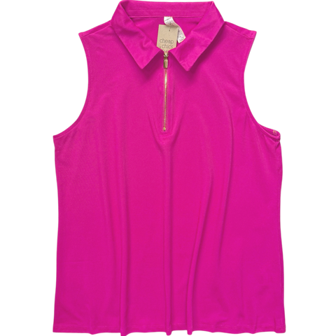 Sun-Cool Sporty Zip Tank - Magenta