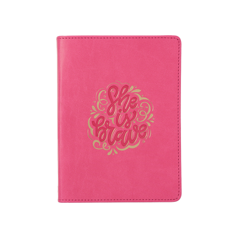 She Is Brave Faux Leather Handy-Size Journal