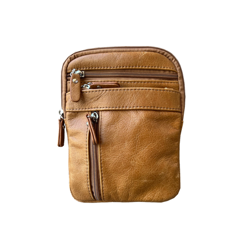 Genuine Leather Crossbody - Camel