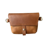 Light Brown Crazy Horse Genuine Leather Crossbody - Small