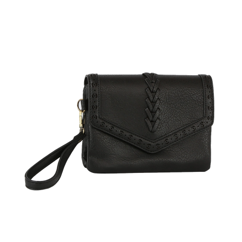 Whipstitch Crossbody/Wristlet - Black