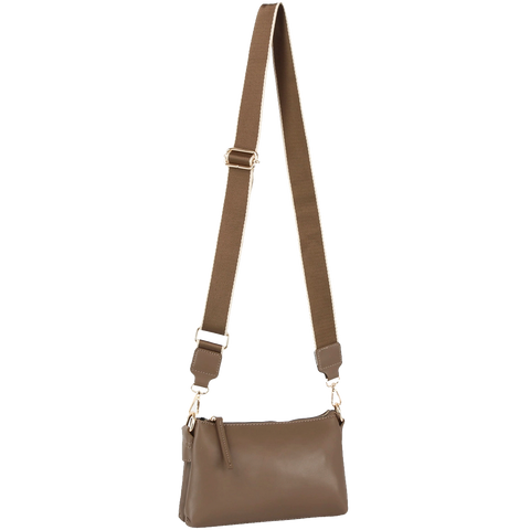 Double-Entry Crossbody Bag - Brown