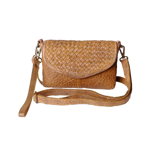 Genuine Leather Woven Crossbody
