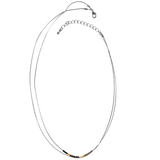 Silver Two-Row Chain with Black Bead Necklace
