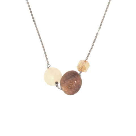 Silver Stone Trio Necklace