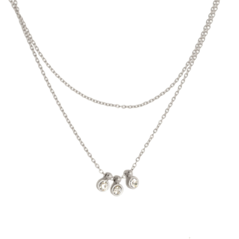 Silver Crystal 2-Row Necklace