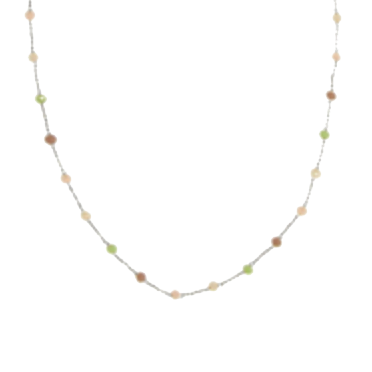 Silver Multi Pastel Beaded Necklace