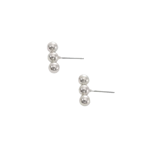 Joy Susan Silver 3-Ball Bar Stud Earrings