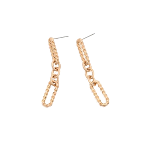 Joy Susan Rope Link Dangle Earrings - Gold