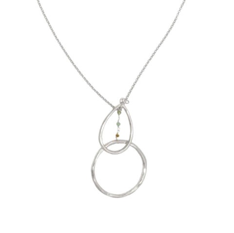 Silver Drop Loop Beaded Necklace