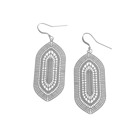 Joy Susan Rhodium Cut Medallion Earrings