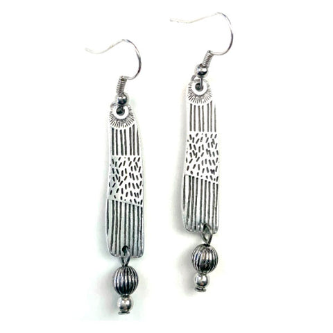 Silver Tribal Pattern Dangle Earrings