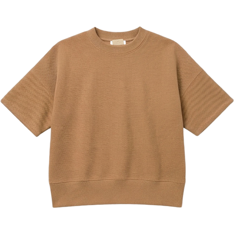 Ribbed Boxy Top - Deep Camel
