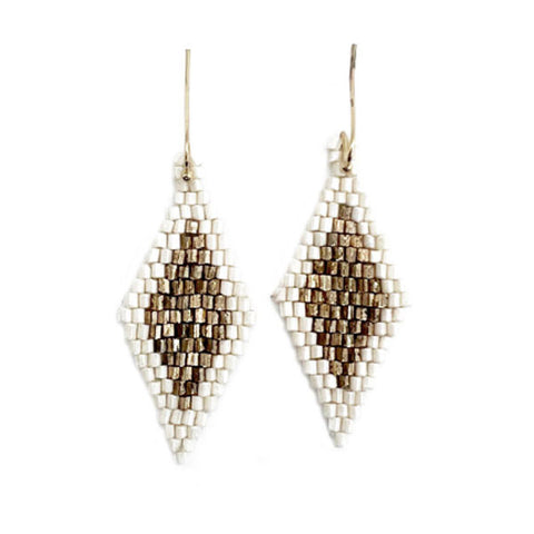 Seedbead Earring – White and Gold Diamond