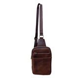 Geniune Leather Crossbody Travel Bag - Dark Brown