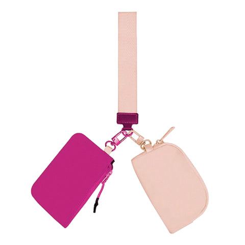 Dual Pouch Wristlet Keychain Wallet