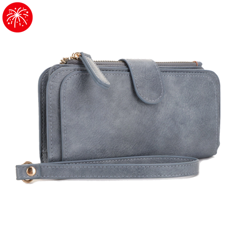 Multi-Section Wristlet Wallet - Dusty Blue