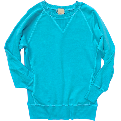 Vintage Pullover with Pockets - Ice Blue