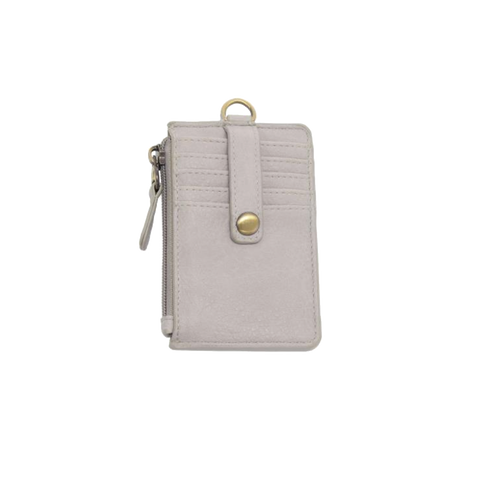 Joy Susan Small Card Wallet with Keyring - Light Gray