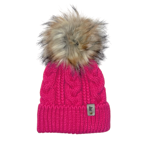 Kid's MN Pom Beanie - Fuchsia