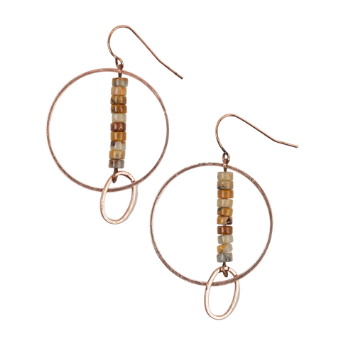 Double-Ring Beaded Earrings - Desert