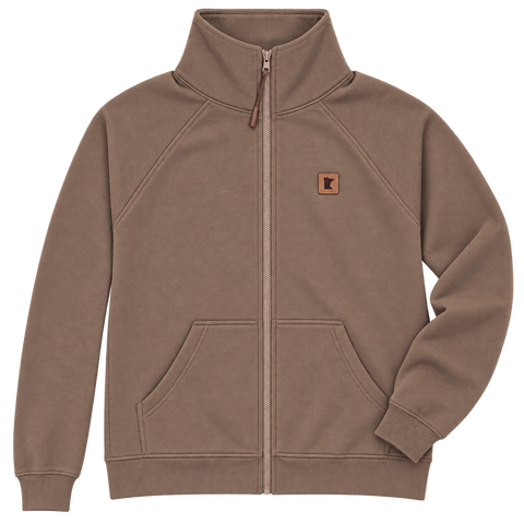 MN Leather Patch Boxy Full-Zip - Mocha