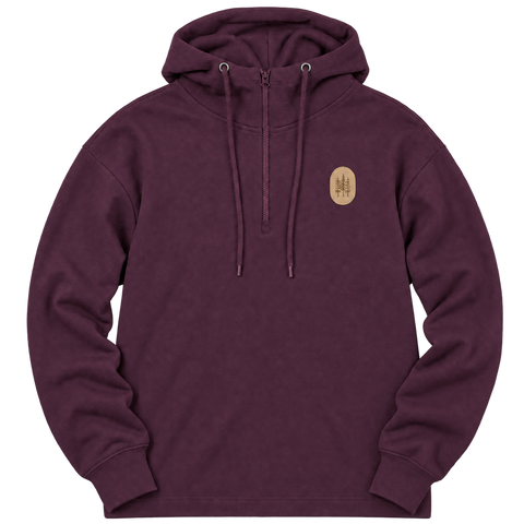 Pine Trio Patch Boxy Zip Sweatshirt - Plum