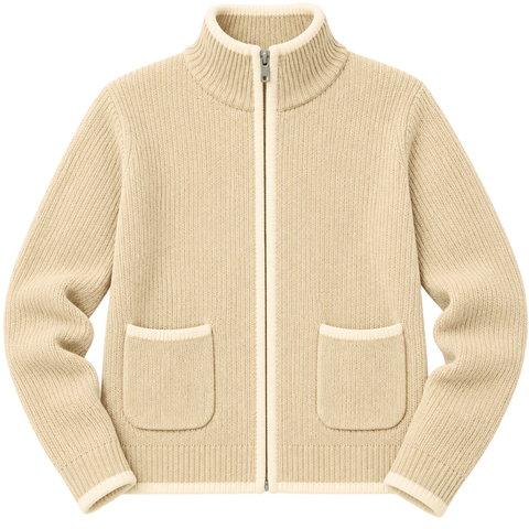High Neck Zip Up Sweater Cardigan