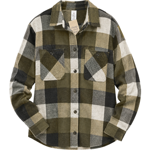 Soft Flannel Shacket - Olive Multi