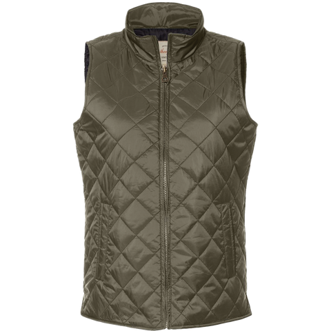 Diamond Quilted Hi-Low Vest - Olive