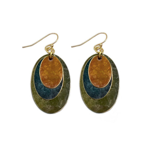 Brass Patina Earrings – Earthy Ovals