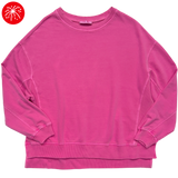 Ribbed-Side Hi-Low Pullover - Hot Pink
