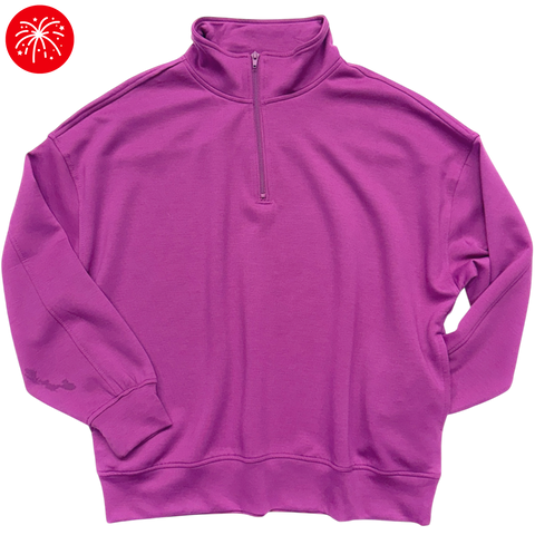 1/4-Zip Scuba Pullover with Pockets - Plum