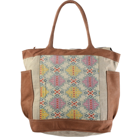 Upcycled Canvas Tote - Aztec