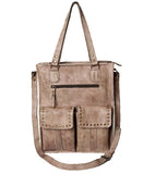 Genuine Leather Tote with Antique Finish Rivets