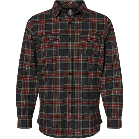 Men's Flannel Shirt - Charcoal/Maroon