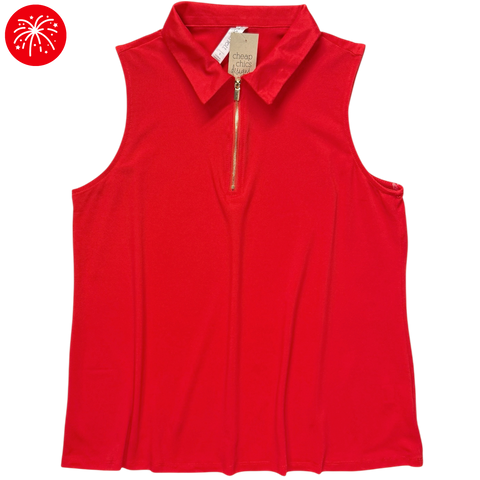 Sun-Cool Sporty Zip Tank - Ruby