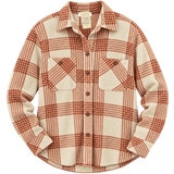 Soft Flannel Shacket - Rust & Cream