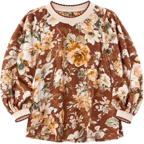 Rust & Olive Floral Blouse