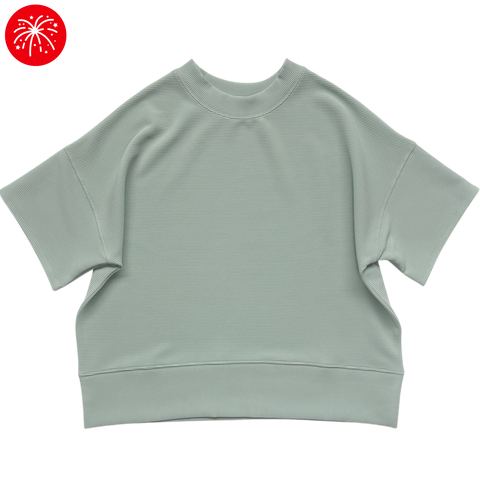 Boxy Ribbed Top - Dusty Green