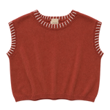 Stitch Detailed Oversized Sweater Vest - Rust