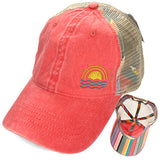 Waves & Rays Ponytail Baseball Hat - Sherbet