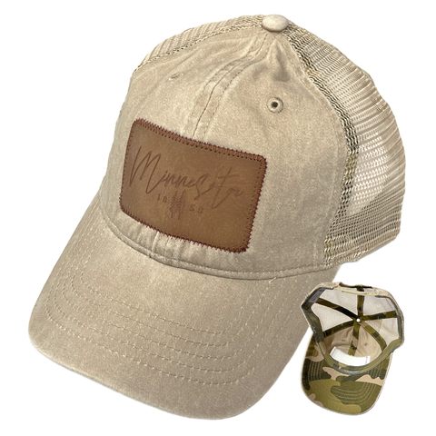 MN Pines Ponytail Hat - Taupe