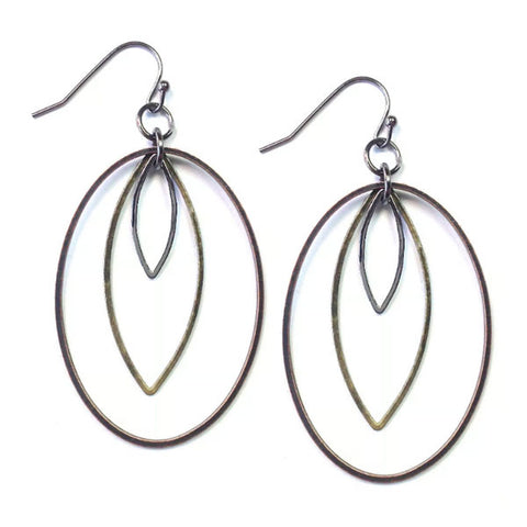Thin Stacked Oval Muti-tone Earring