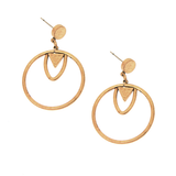 Antiqued Gold Geometric Hoop Post Earrings
