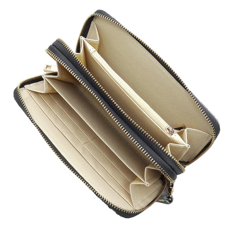 Double Zipper Wallet Double Compartment Tan