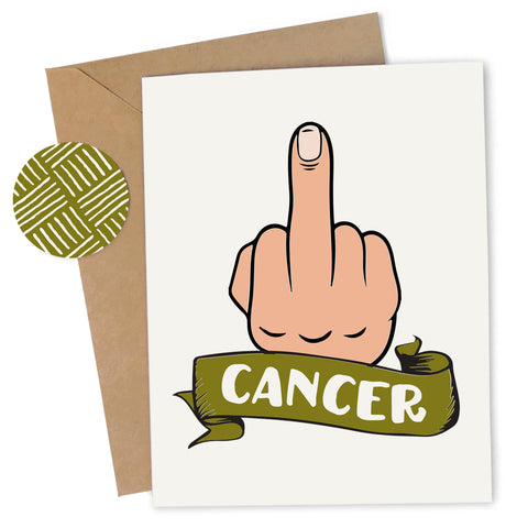Cheap Chics Designs, Piss & Vinegar, Fuck you cancer greeting card with kraft envelope and envelope seal, adult humor, naughty greeting card, dirty greeting card, funny greeting card